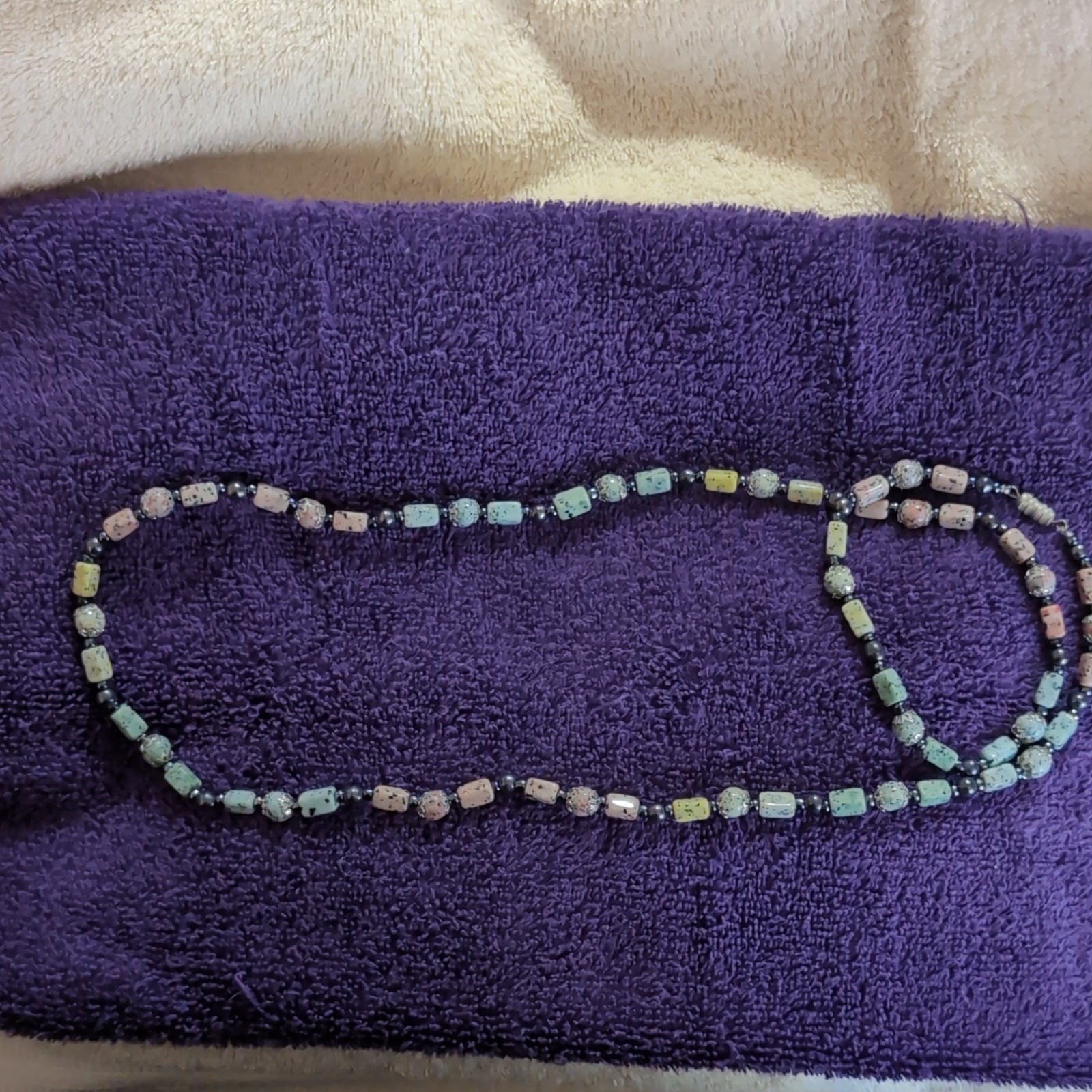 Multicolor Stone & Crystal Beaded Statement Necklace, Rectangle Stones