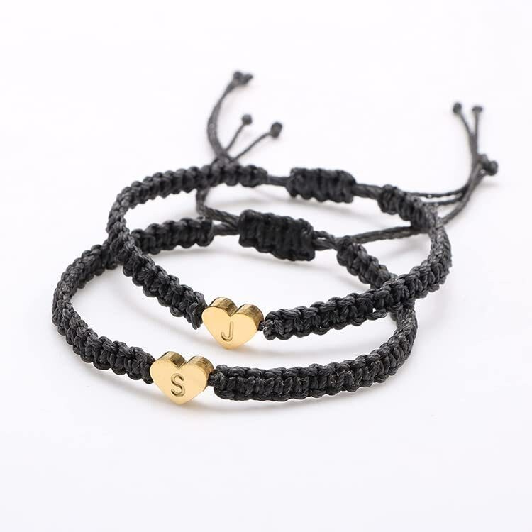 2pcs/set Engraved Initial Bracelets for Couples Friendships Matching Bracelets