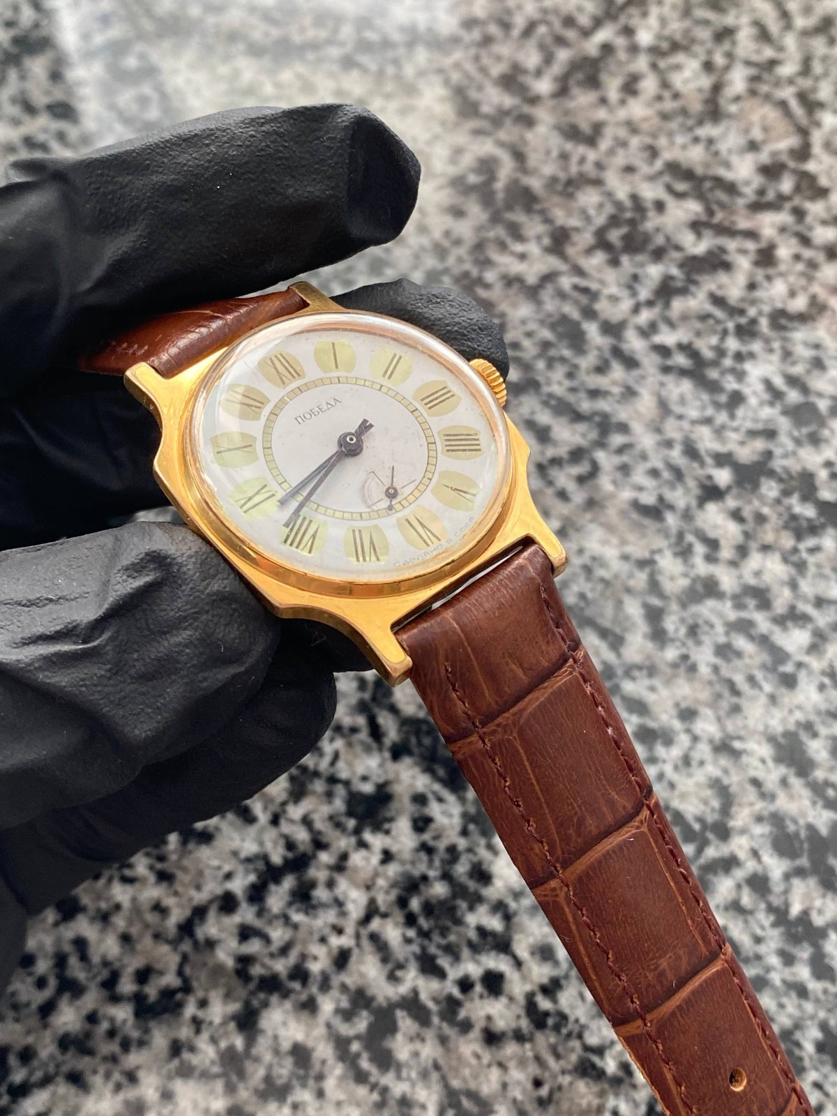 Vintage Pobeda Watch Soviet mechanical USSR Wristwach Rare Gold Plated AU