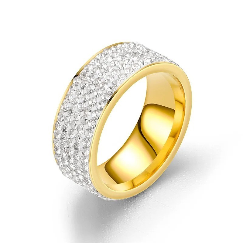 Unisex CZ Stainless Steel Ring Men/Women’s Wedding Band Rings Gold Silver 6-13