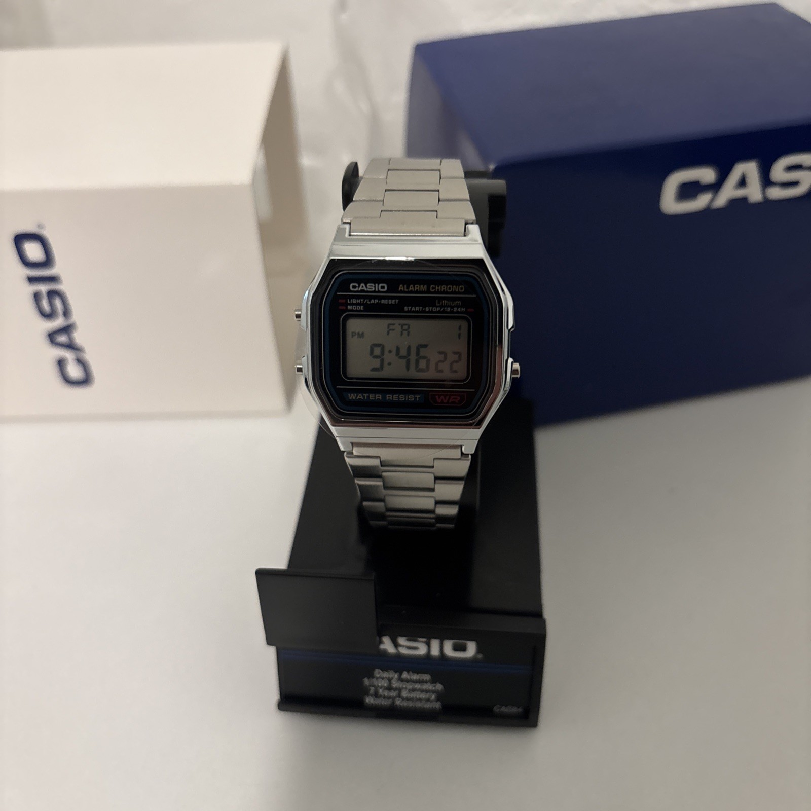 Casio A158WA-1CR, Classic Digital Watch, Alarm, Chrome New