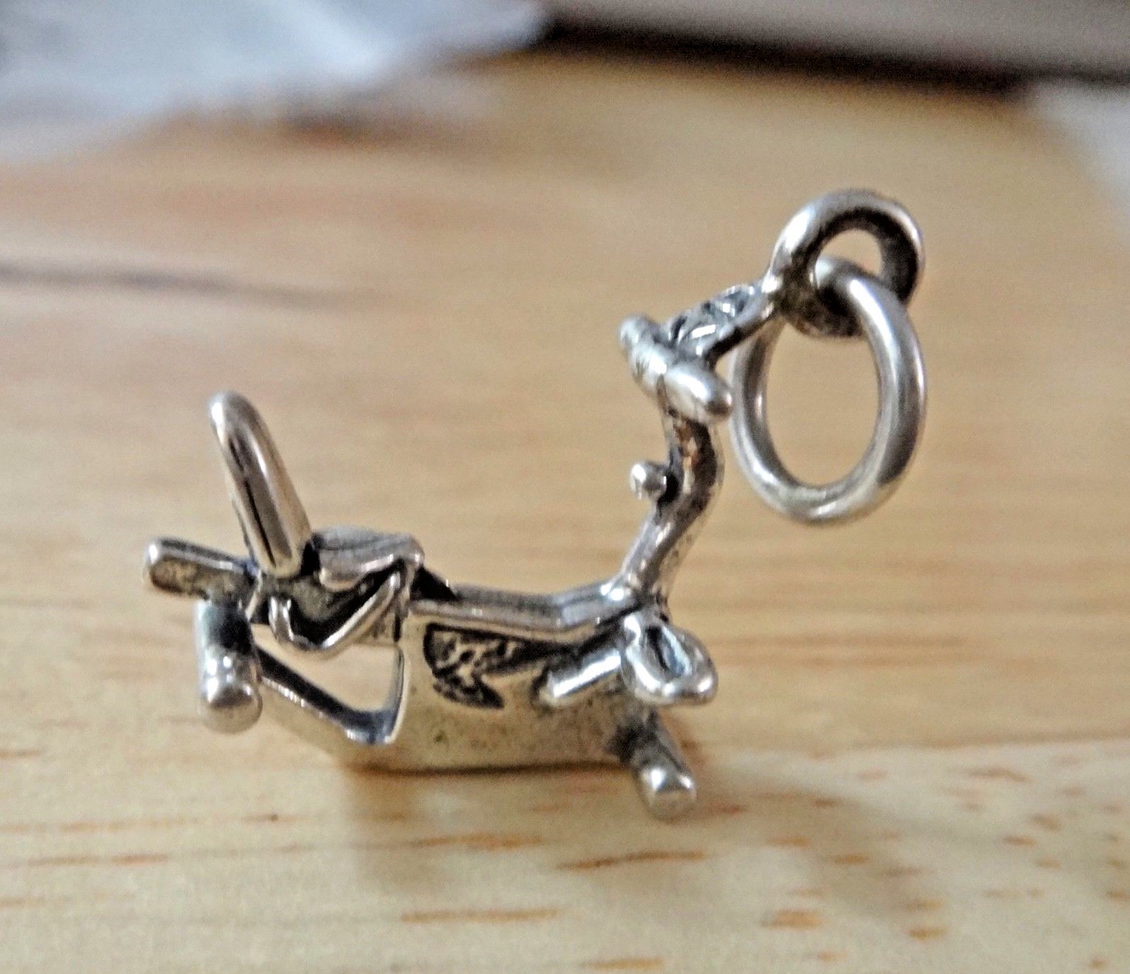 Sterling Silver 3D 16x14mm Recumbent Exercise Bike Bicycle Charm