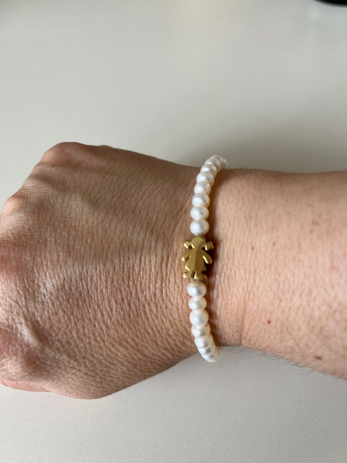 Authentic 18K Yellow Gold and White Pearls TOUS Bracelet