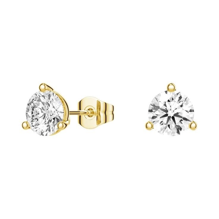 Lab Grown Diamond Earring 14k Yellow/White Gold 3 Prong Stud Earrings