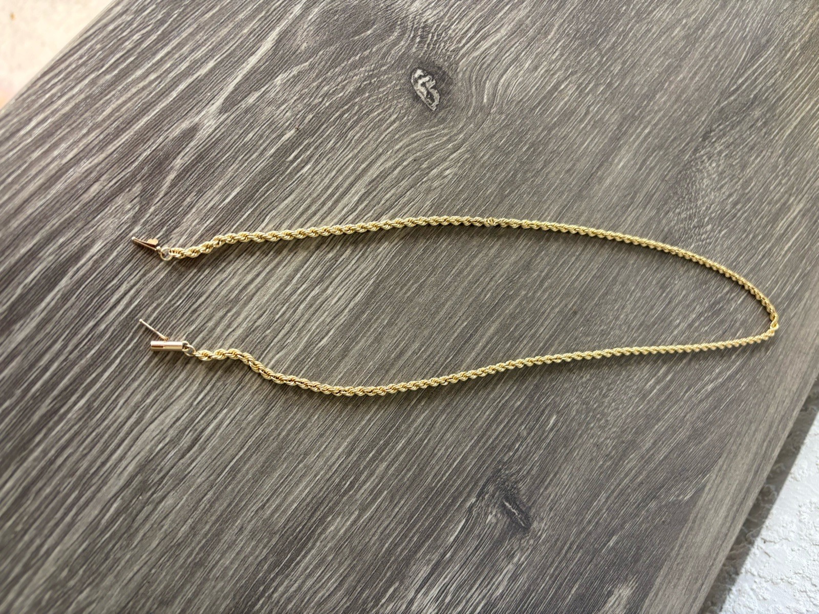 20” 14k Y/G Rope Chain Barrel Catch 5g Tested