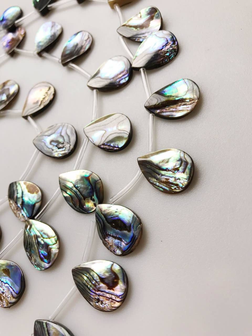 Natural Abalone Teardrop Shape Beads 15x20mm 15.5″ Strand