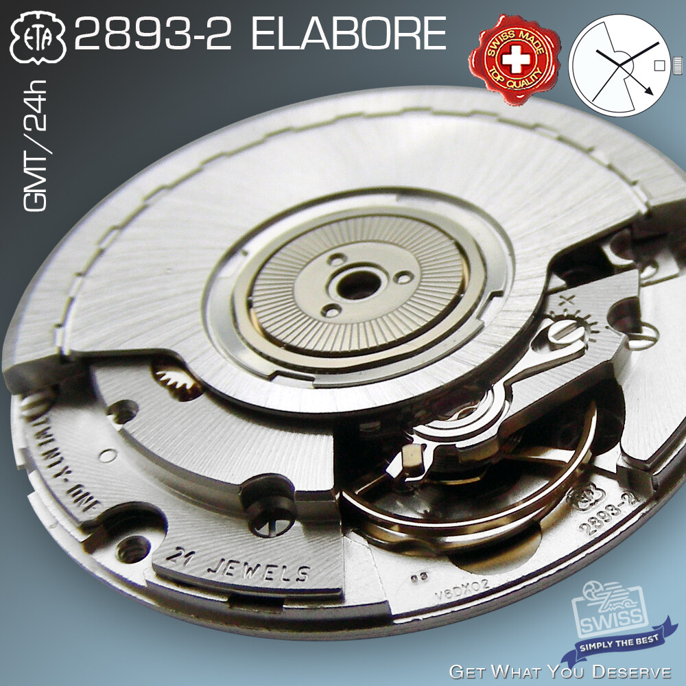 MOVEMENT AUTOMATIC ETA 2893-2 GMT, ELABORE, NICKEL, DATE, HH5, FACTORY NEW