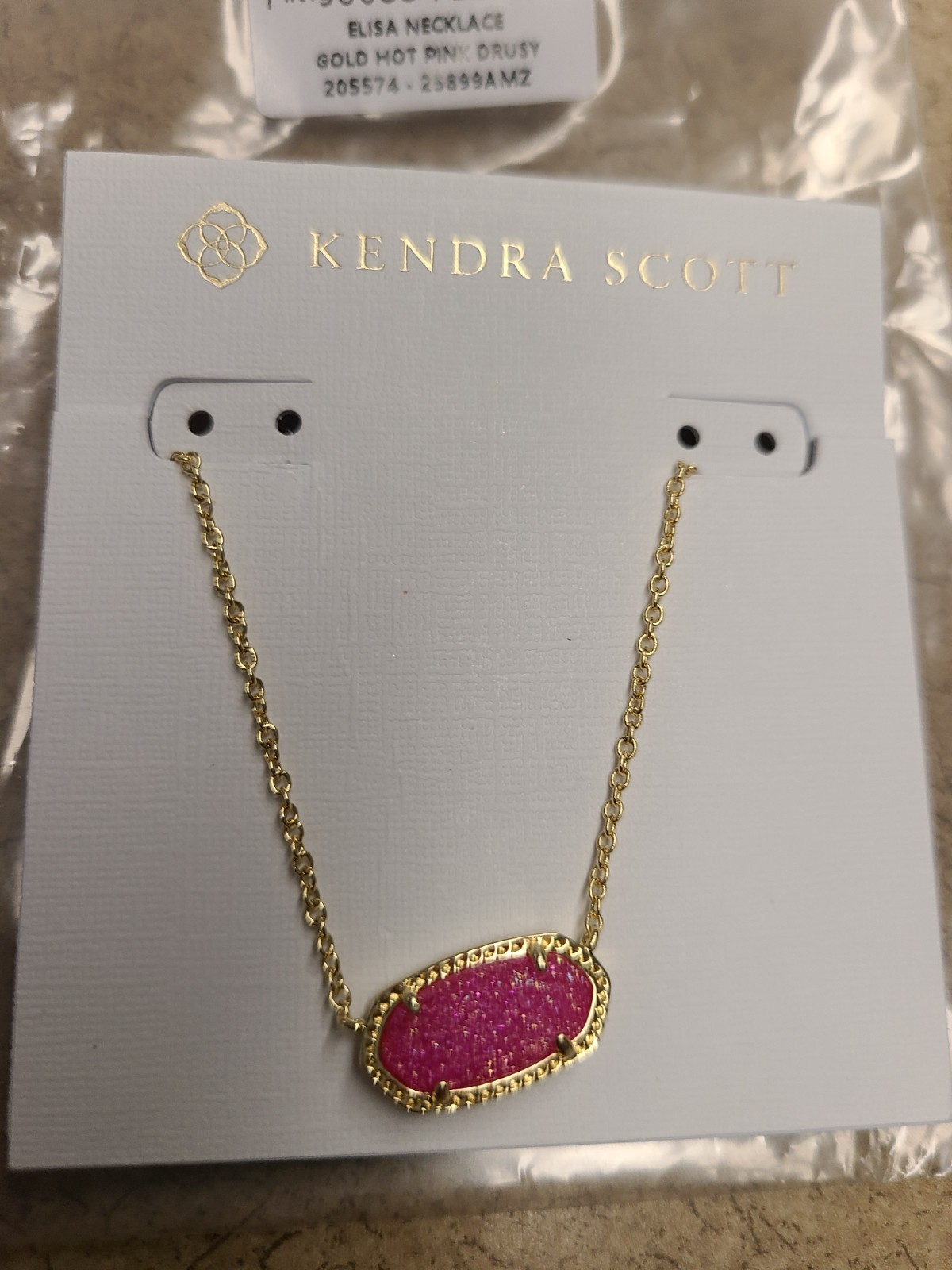 Kendra Scott Elisa Necklace in 14k Gold-Plated Brass, Hot Pink Drusy