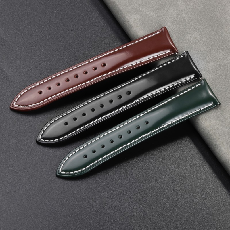 Glossy Genuine Leather Watch Band Strap Smart Bracelet 18-22mm Quick Release