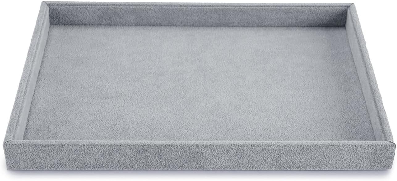 Velvet Flat Jewelry Trays Stackable Jewelry Drawer Organizer Holder Necklace