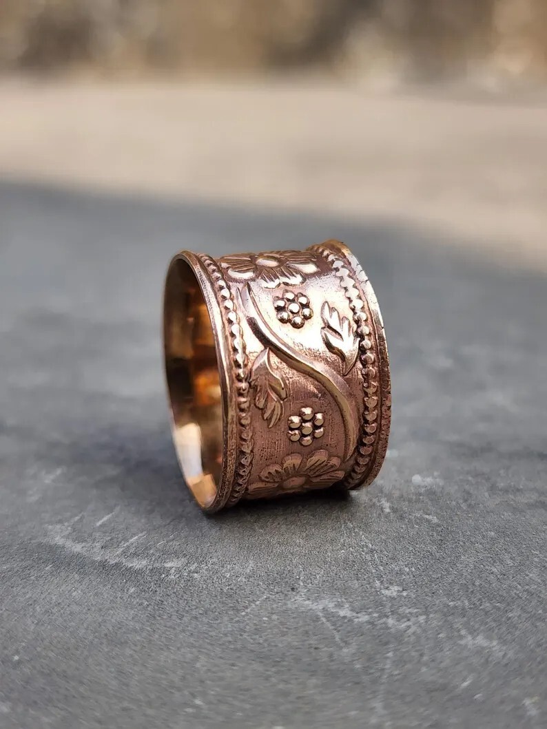 Handmade 100% Pure Copper Lovely Ring Solid Copper Wide Band Ring All Size SR680