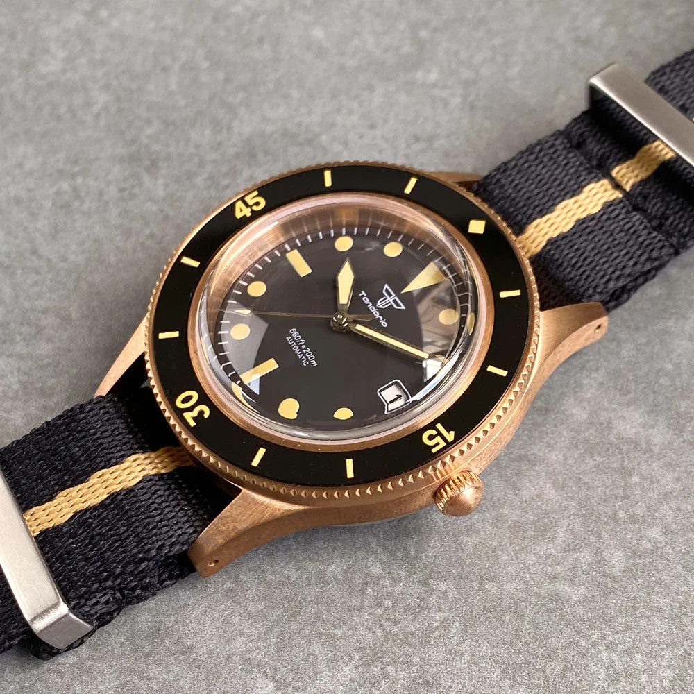 Tandorio 50 Fathoms Real CUSN8 Solid Bronze NH35A Auto Vintage Men Watch 20ATM