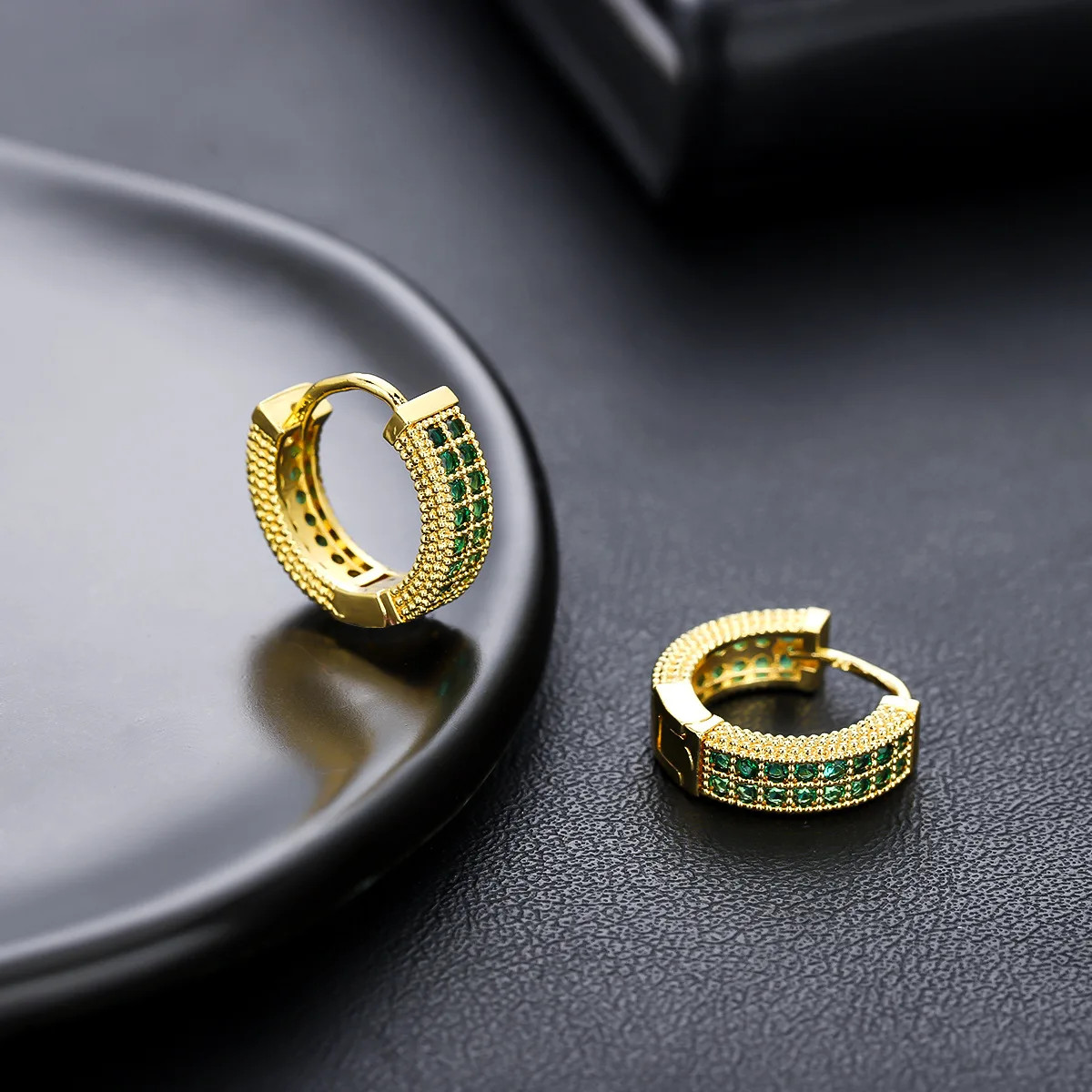 Female Male Multicolor Zircon Small Round Hoop Earrings For Men Women Minimalist