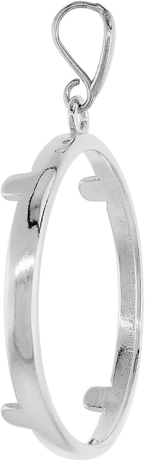 925 Sterling Silver Half Dollar Bezel 30 mm Coins Prong Back Round Edge 50 Cent