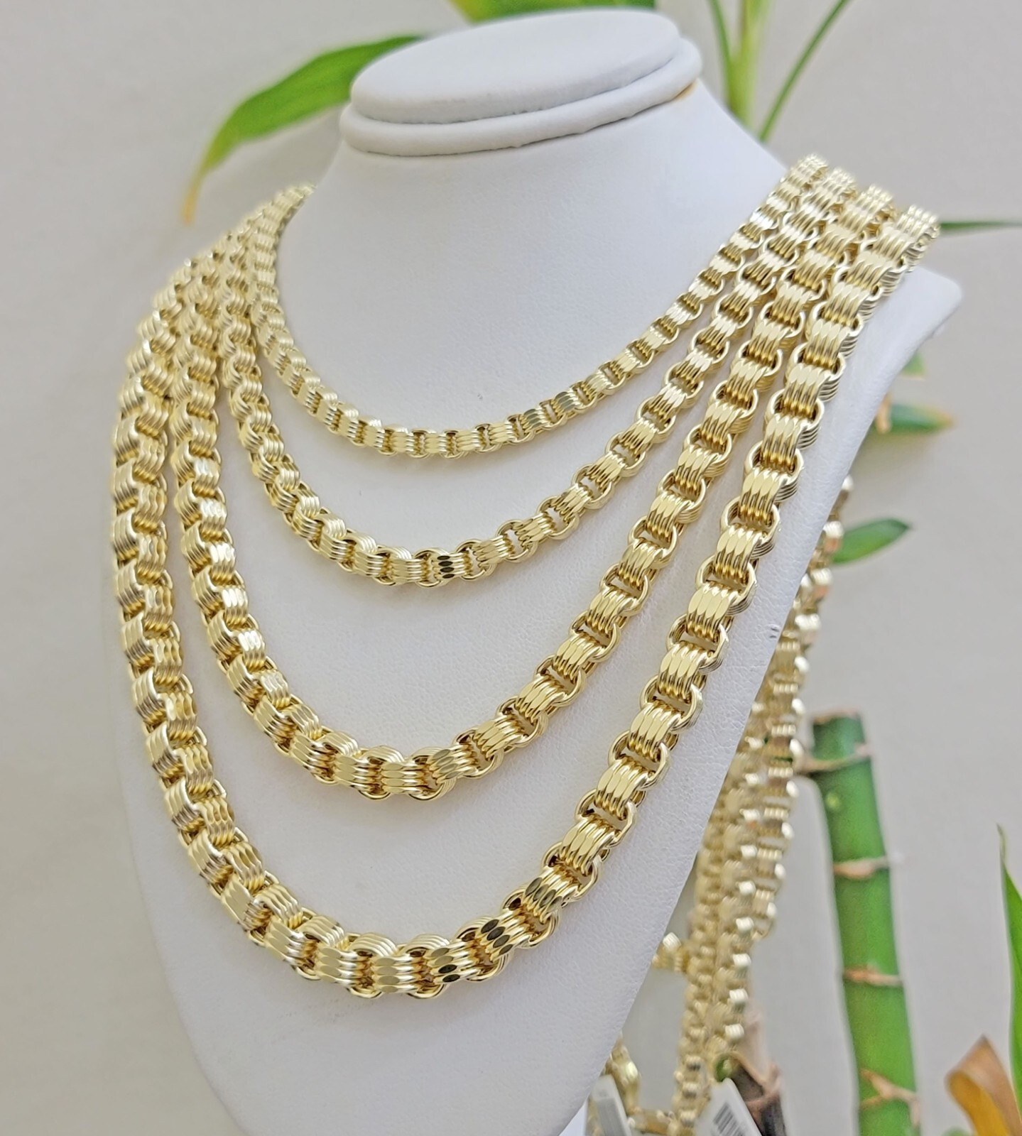Real 10k Yellow Gold Byzantine Chain Necklace 20 inch – 30″ Men 4mm 5mm 6mm 7mm