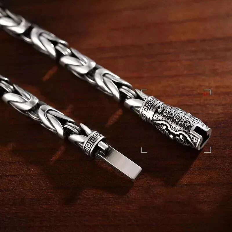 925 Sterling Silver Bangle Bracelet Chain Popular Vintage Bracelets Mens Gift