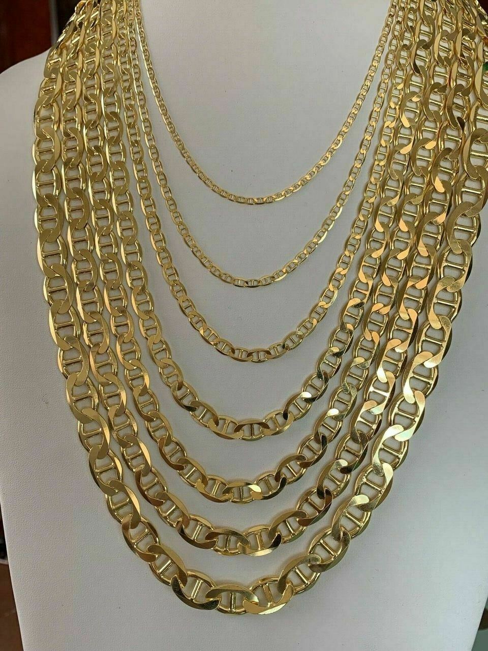 14k Gold Plated Solid 925 Sterling Silver Mariner Chain Necklace Bracelet ITALY
