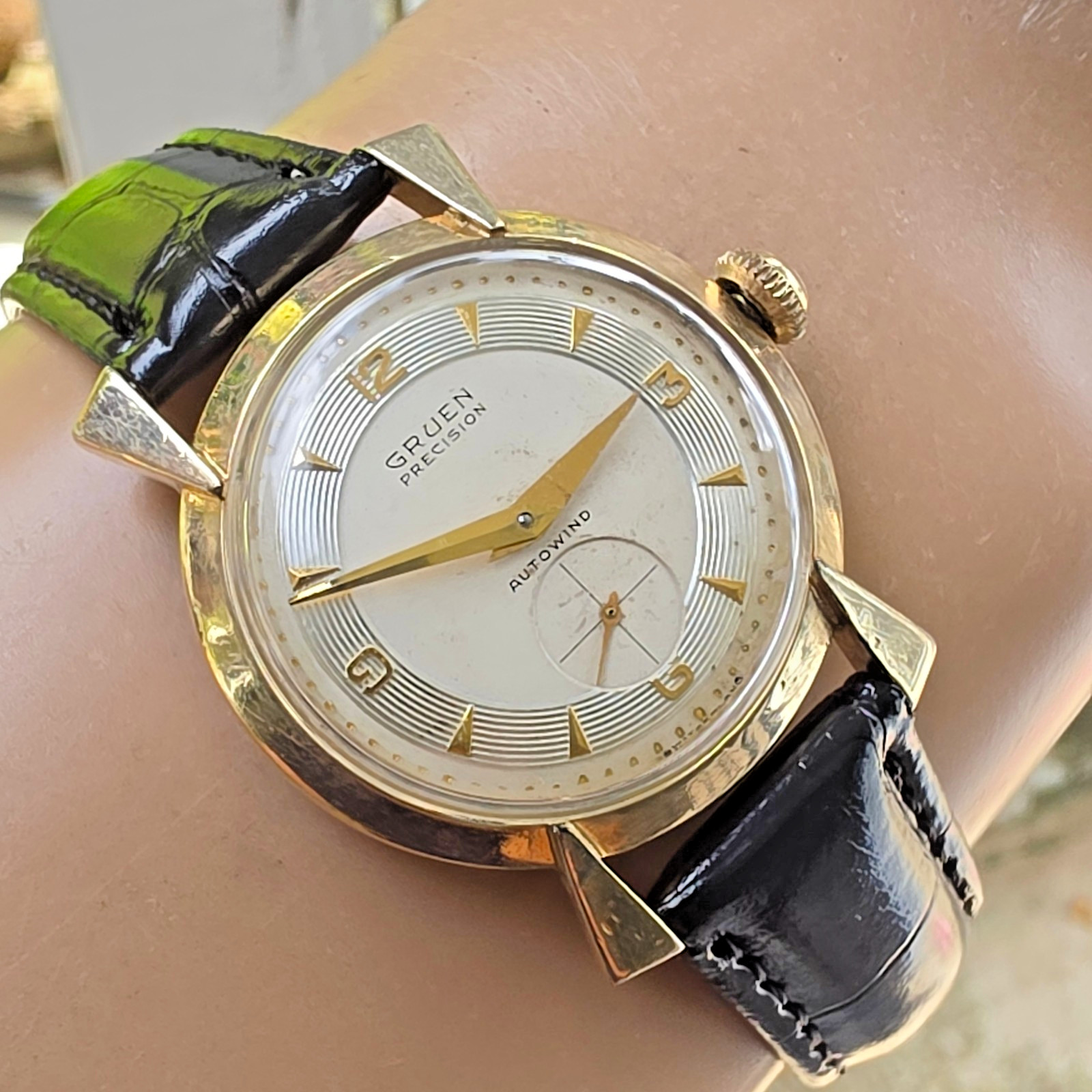 Vintage GRUEN men’s automatic watch 480/831 10K GF Concentric-circle dial 1952