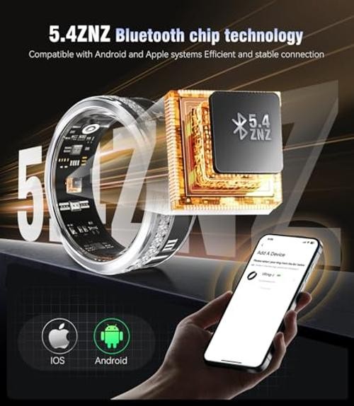 2026 Update Diamond Smart Ring and Wireless Charging Case 【Industry #10 Silver
