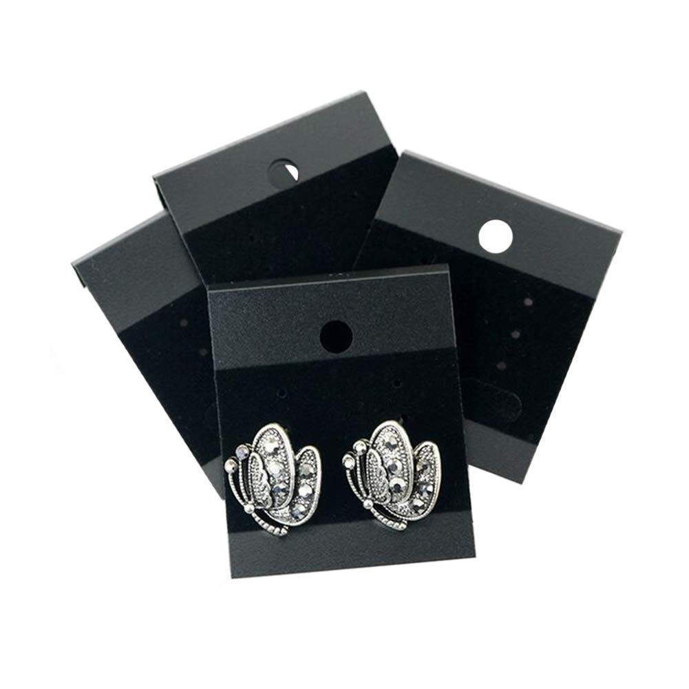100Pcs 1.7X 2Inch Black Velvet Plastic Earring Cards for Earring Display Hanging