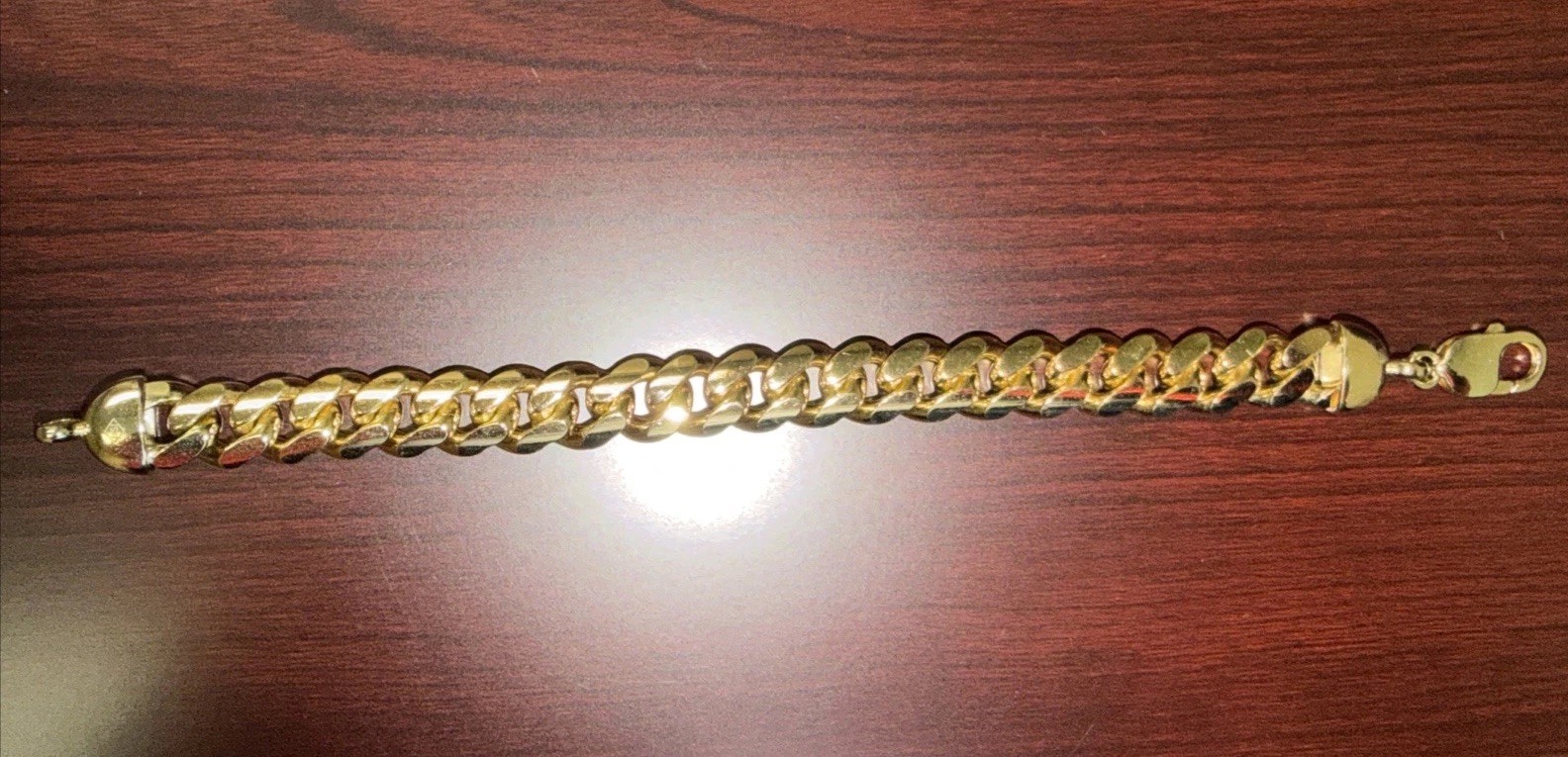 14k Gold Plated Solid 925 Polished Silver Curb Miami Cuban Bracelet 10mm 8inch