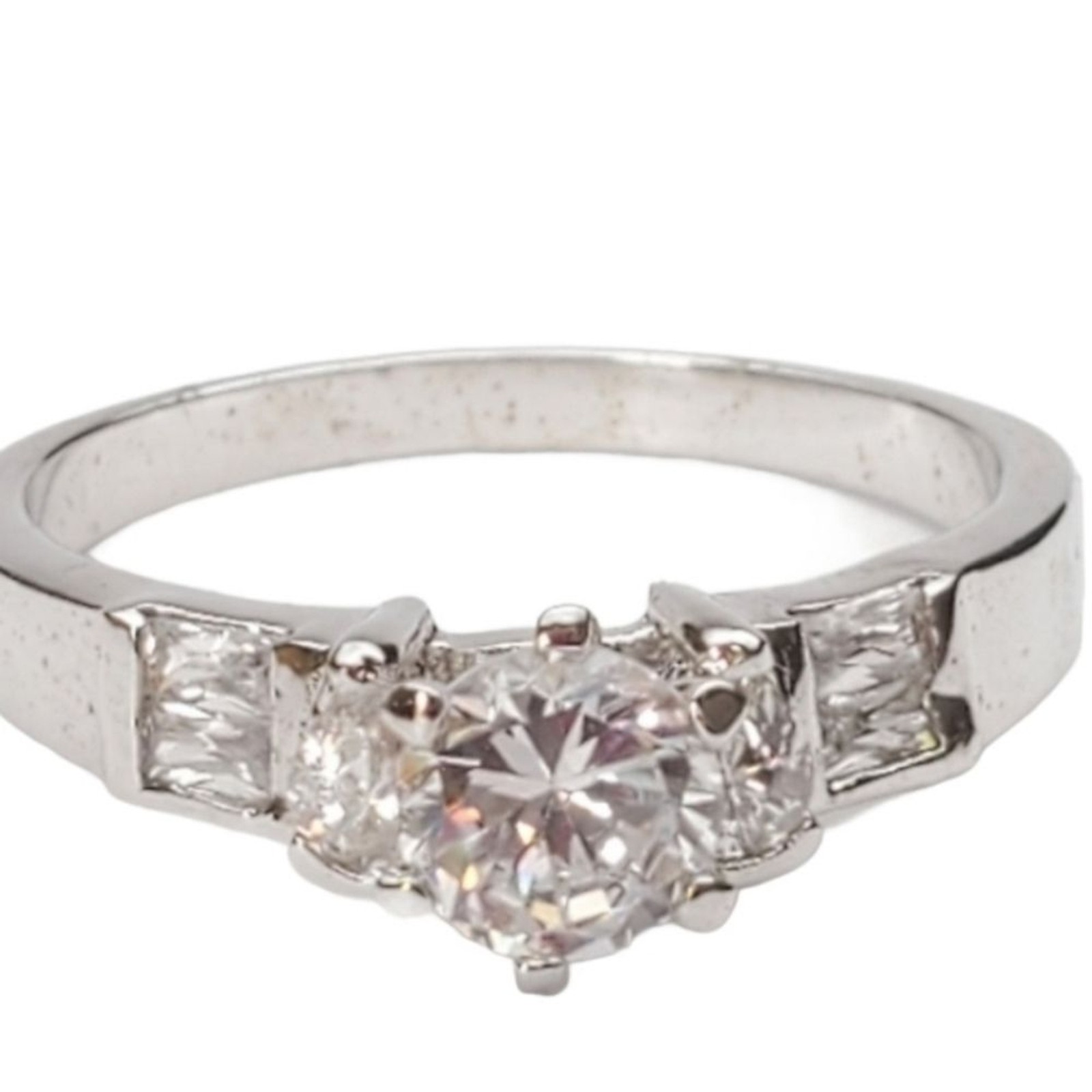 Silver Plated Solitaire with accents Size 10 promise Ring Cubic Zirconia *