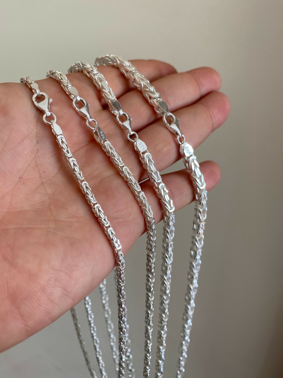 Real Solid 925 Sterling Silver Byzantine Rope Chain Mens Necklace 2.5-6mm 18-30″