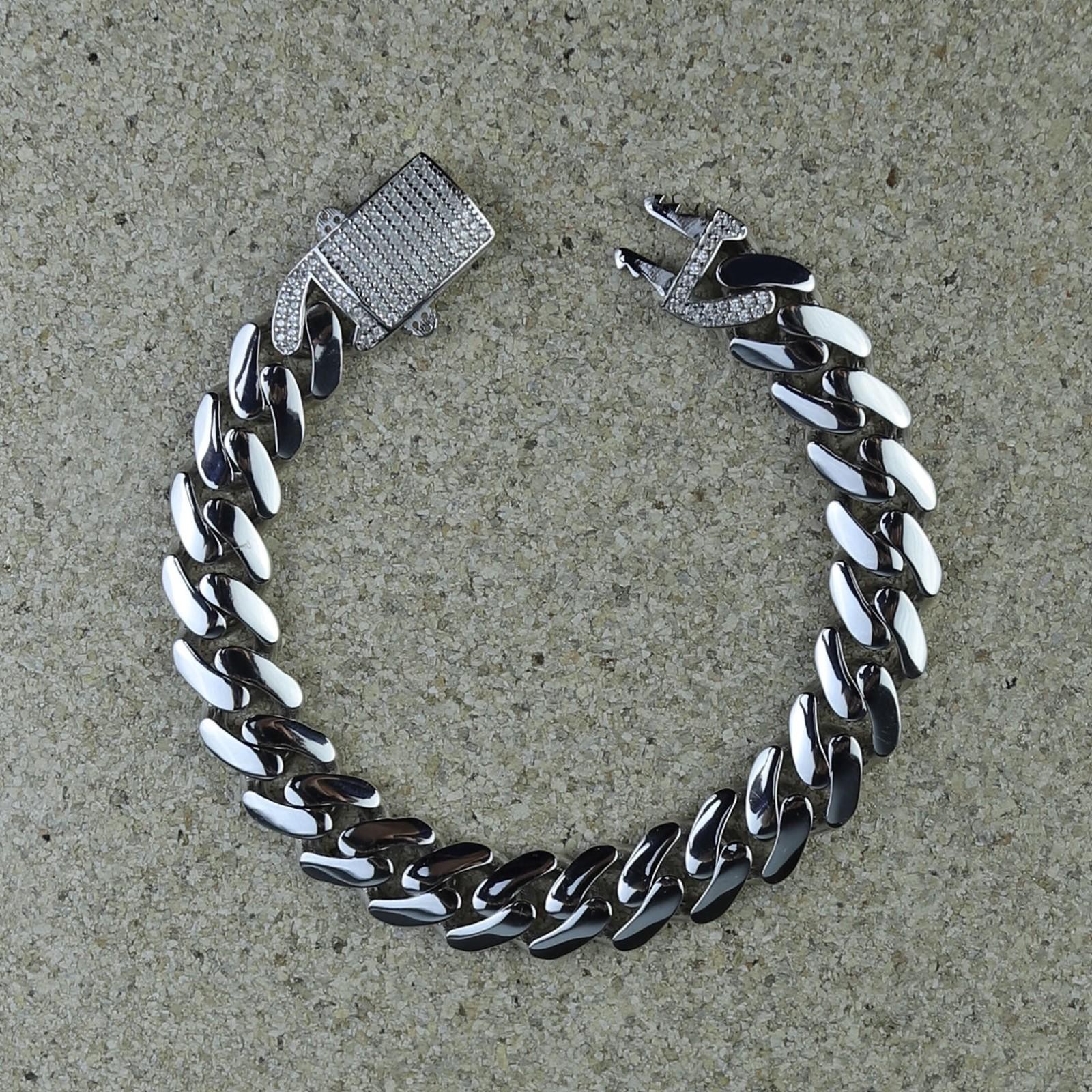 925 Silver Cuban Links Chain 10MM Moissanite Cuban Link Bracelet
