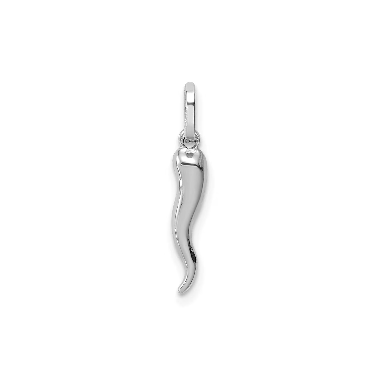 14k Real Solid Gold Italian Horn Good Luck Charm Pendant, 15mm Length