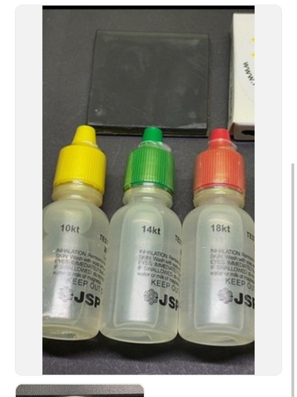 Gold Testing Kit 10k 14k 18k 22k Solutions Acids + Scratch Stone Test