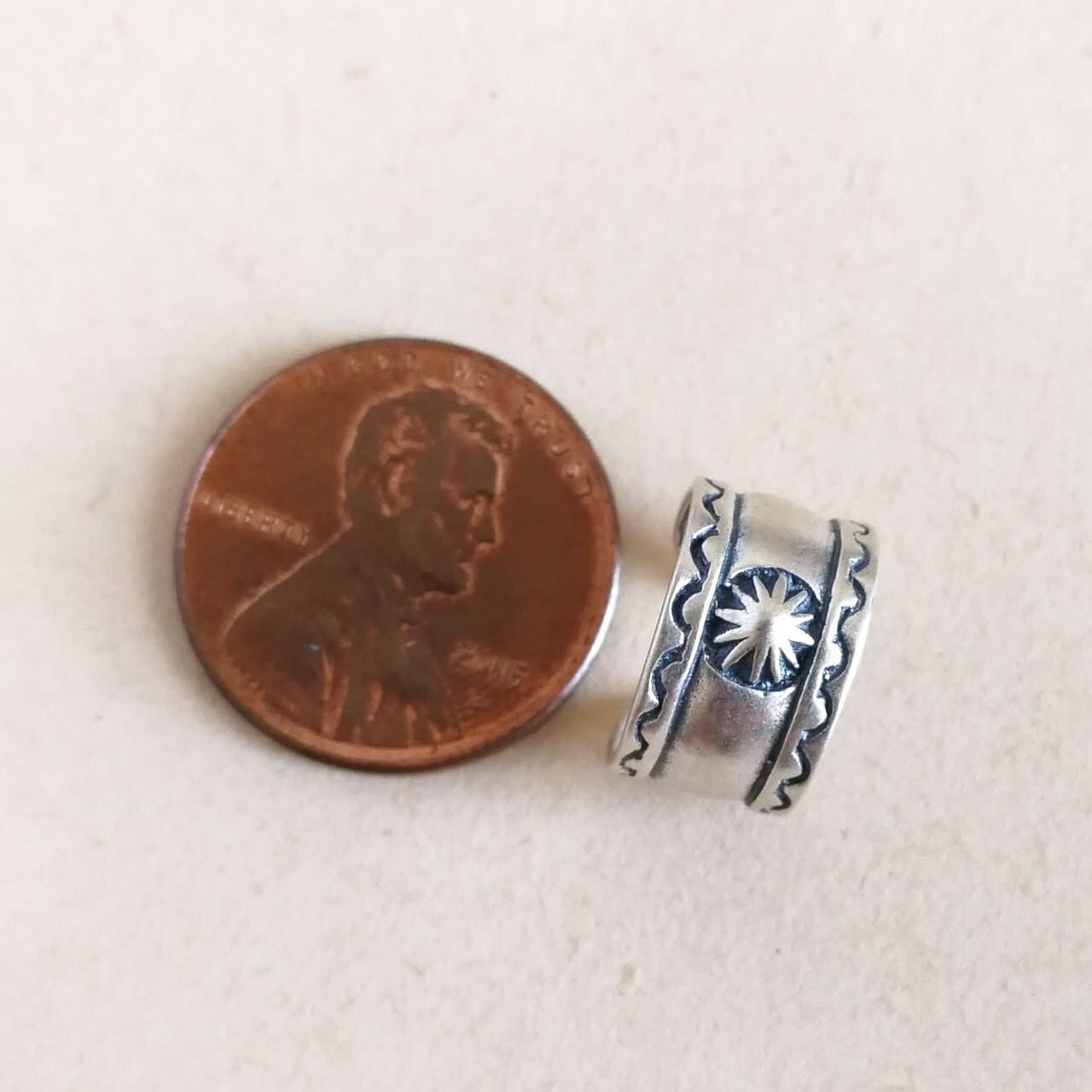 SINGLE Sterling Silver Concho Earring Ear Cuff Non Piercing Southwestern Style