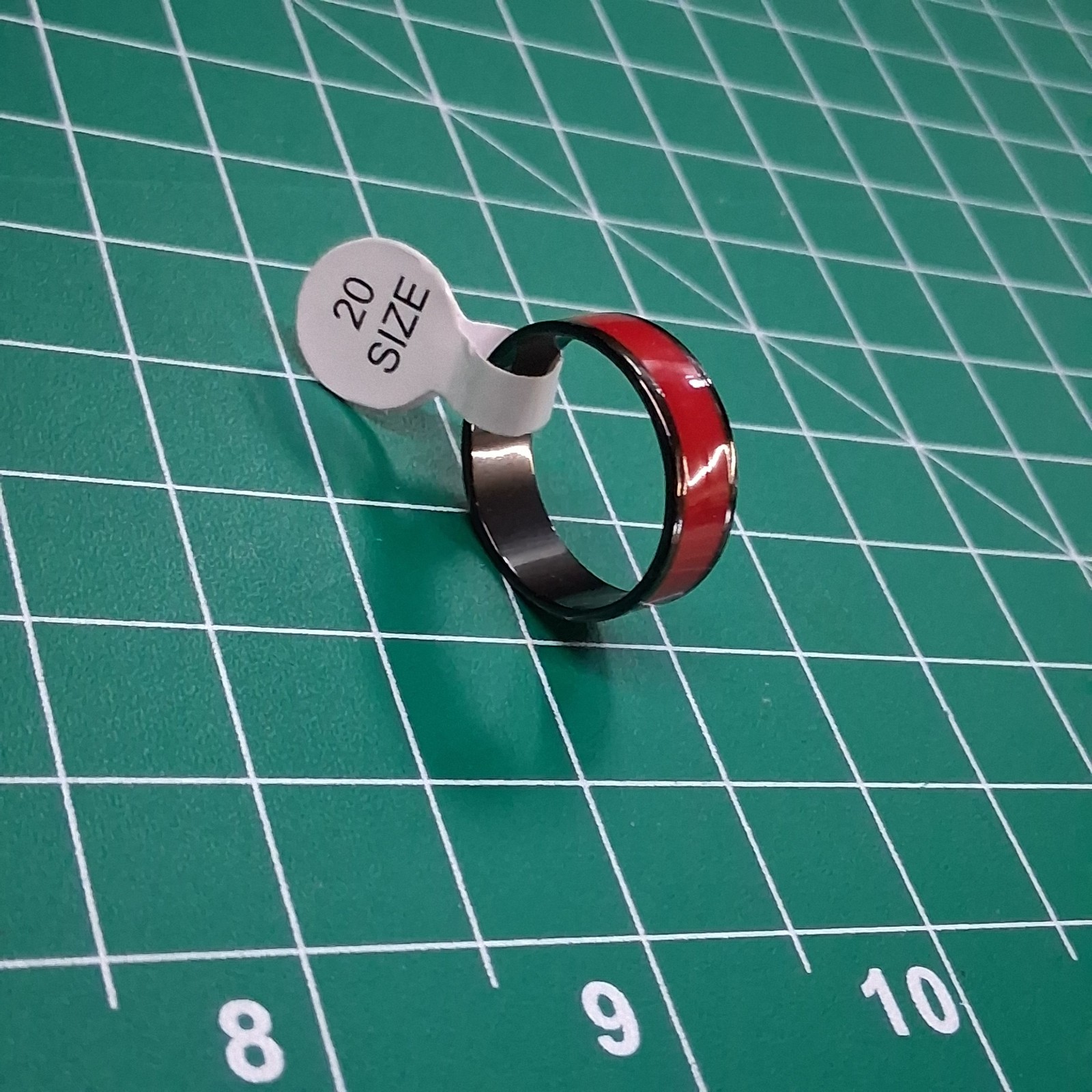 Black Stainless Steel Size 9.75 Maroon Band Ring