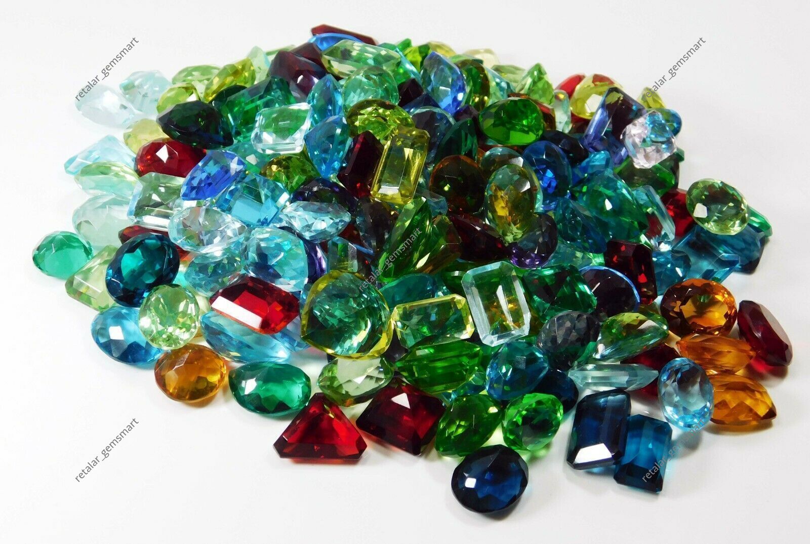 500 Ct Lab-Created Topaz CERTIFIED Gemstone Lot Mix Shape Ring Size