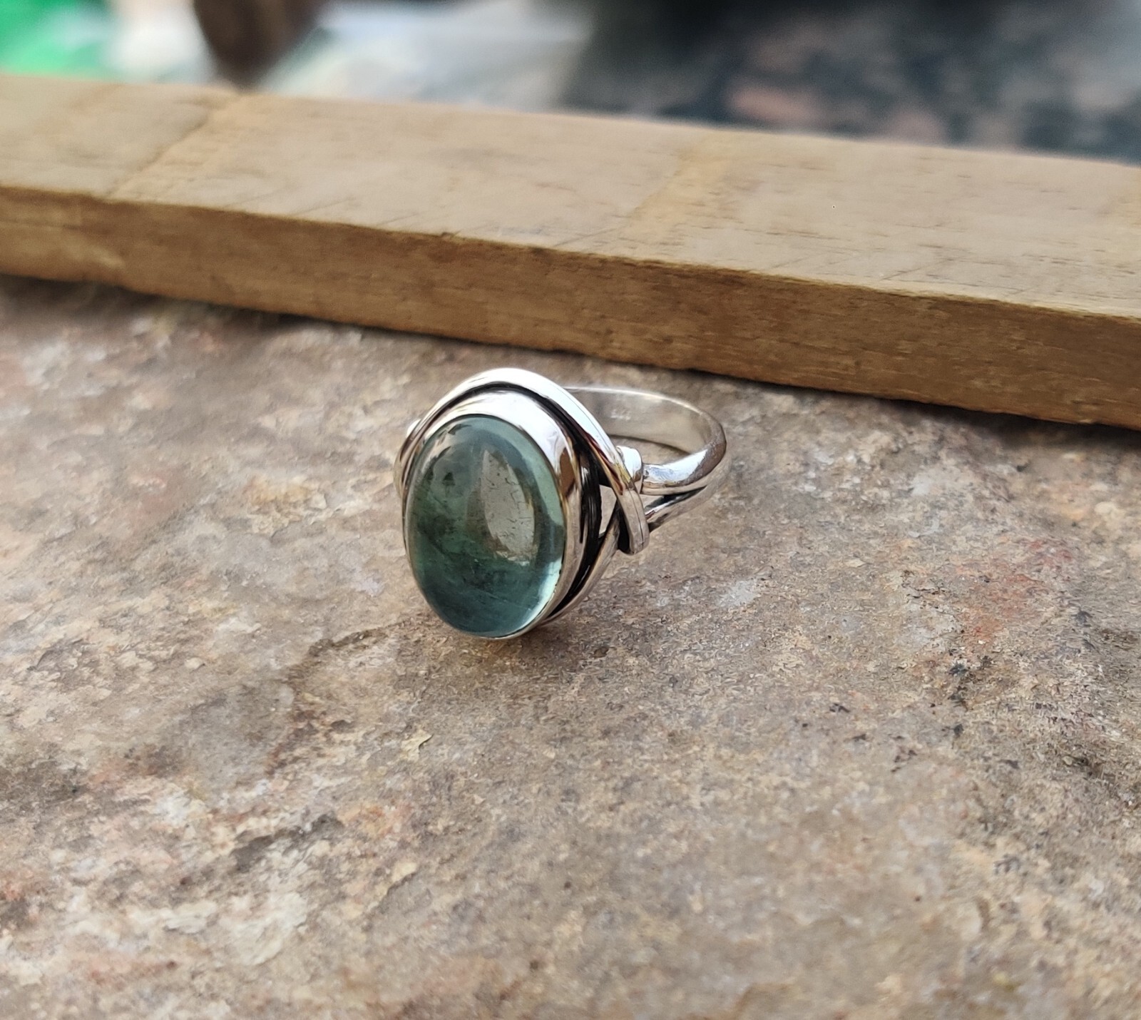 Natural Aquamarine Gemstone Ring 925 Sterling Silver Free Shipping Unique Ring