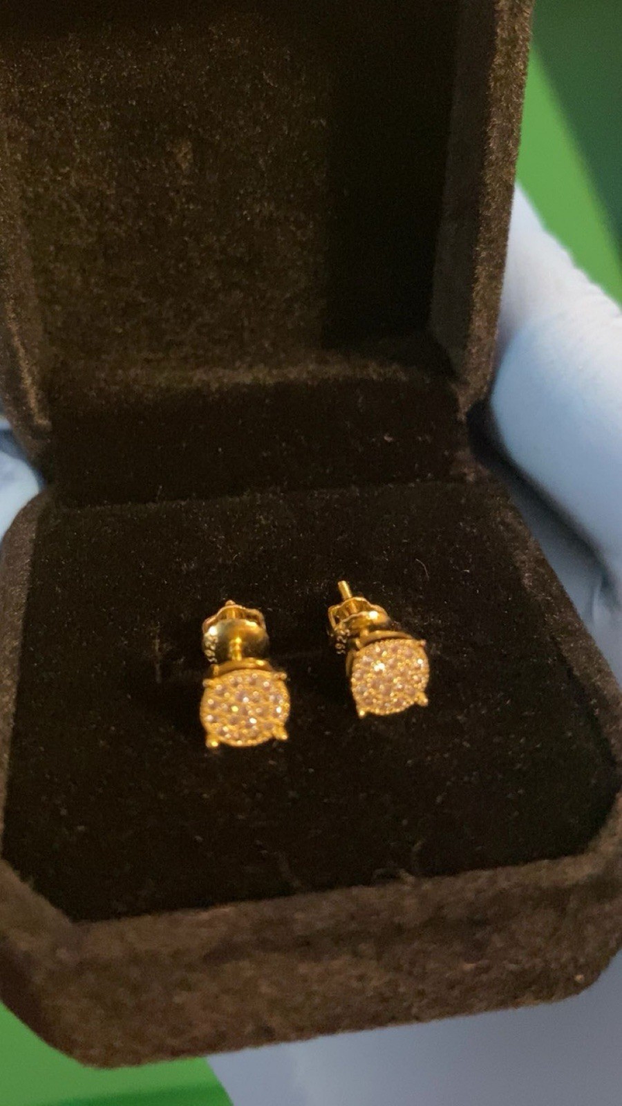 Authentic 14k Yellow Gold VVS1 Lab Diamond Square Earrings