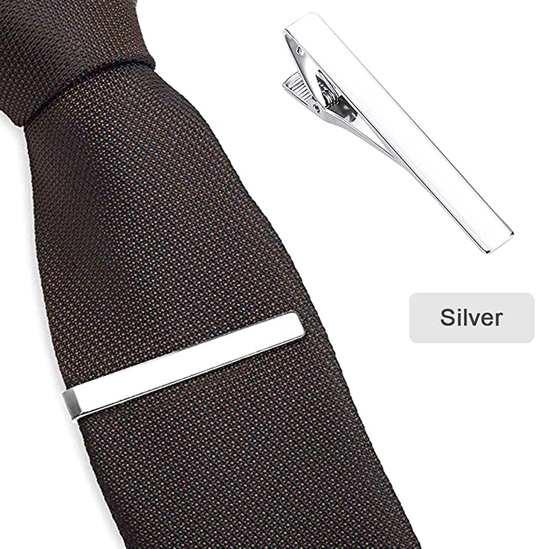 2.2 Inches Silver Stainless Steel Tie Clip Bar Necktie Silver Mens Clasp Clamp