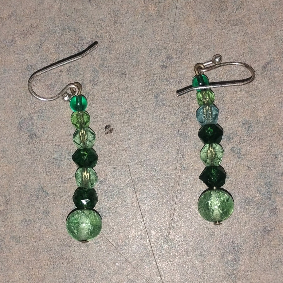 Lot of 4 Beaded Dangle/Drop Hook Earrings, Multicolor Glass, Lobe