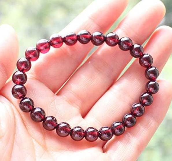 2025HOT!! 5mm Garnet Gemstone Beads Healthy Reiki Women Bracelet Birthstone Gift
