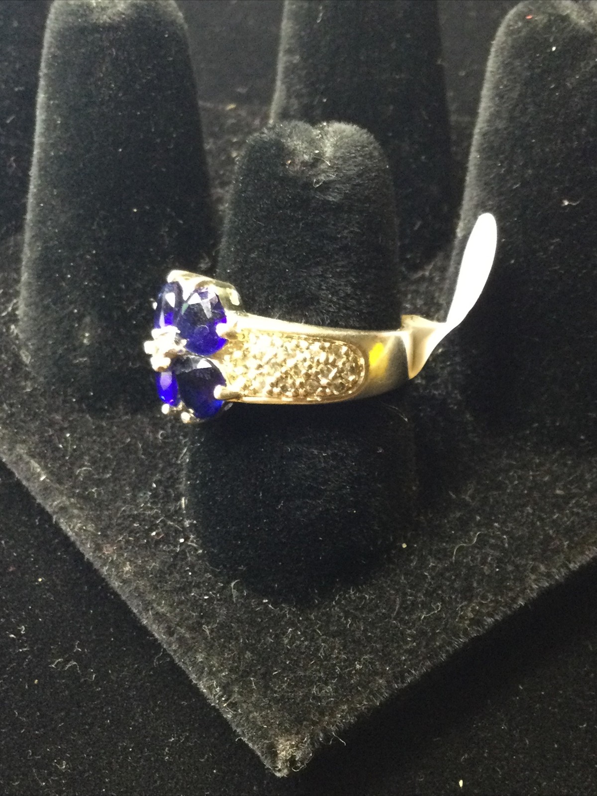 Sterling Silver Blue Stone Four Leaf Clover Setting Ring Size 7.5in