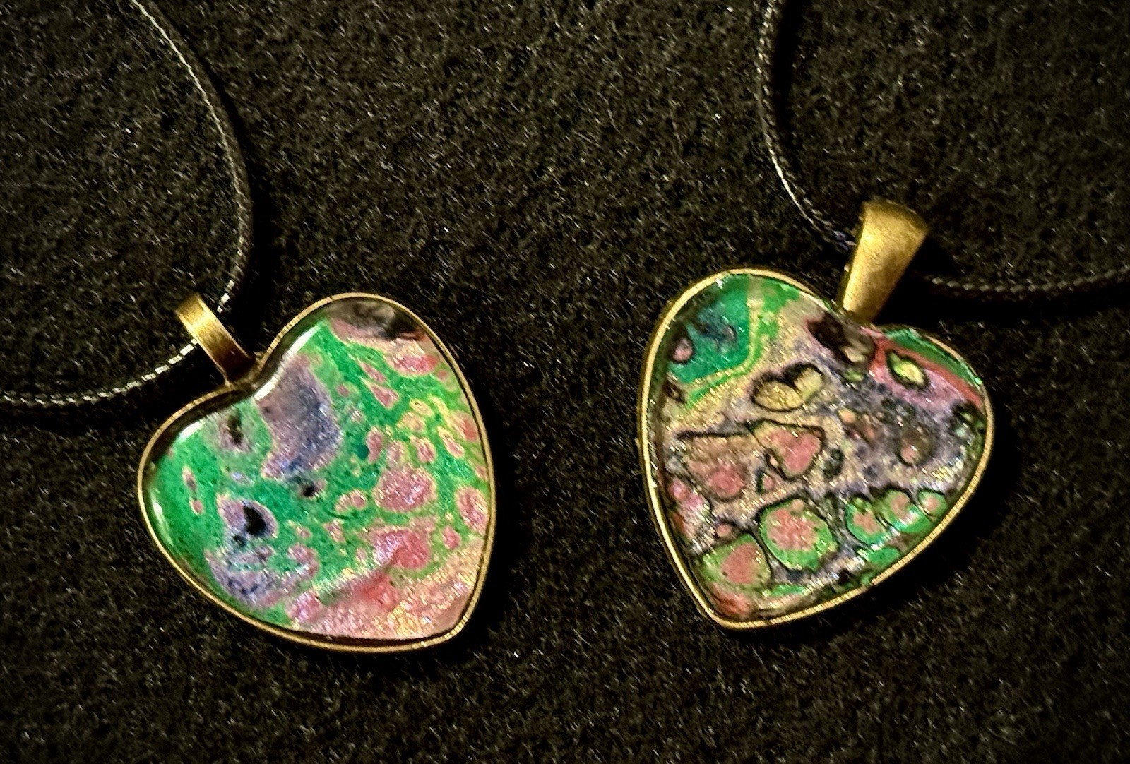 Original Hand painted Pendant with Black Cord Necklace Free Shipping