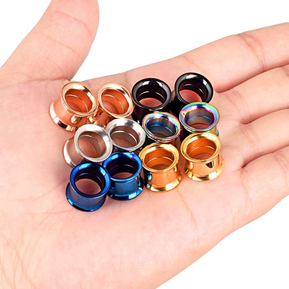 2PCS Screw Ear Tunnels Stainless Steel Ear Gauges Double Flare Ear Plugs 2G-3/4″