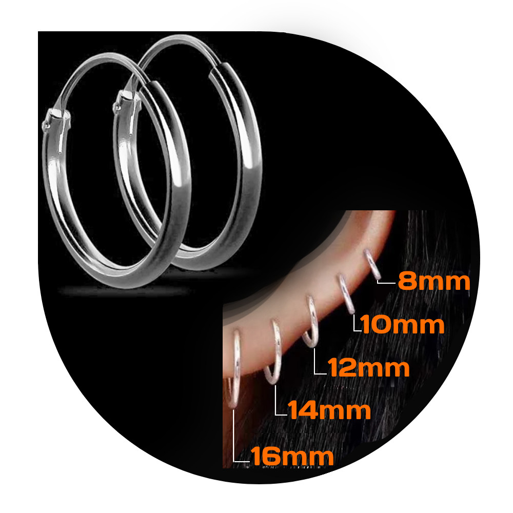 Adorable Mini Hoop Earrings Sterling Silver 925 One Pair 8mm 10mm 12mm 14mm 16mm