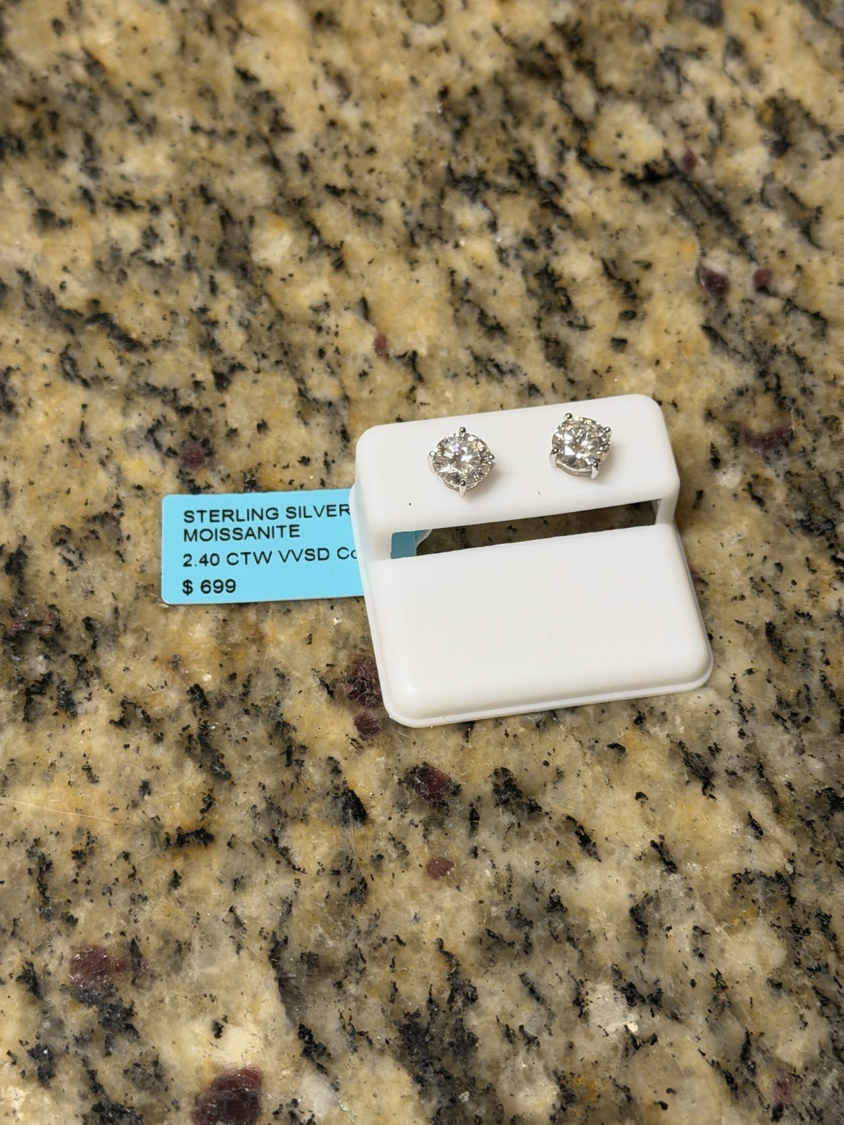 2.4 CTW VVSD Round Moissanite 7 MM Stud Earrings .925 Sterling Silver