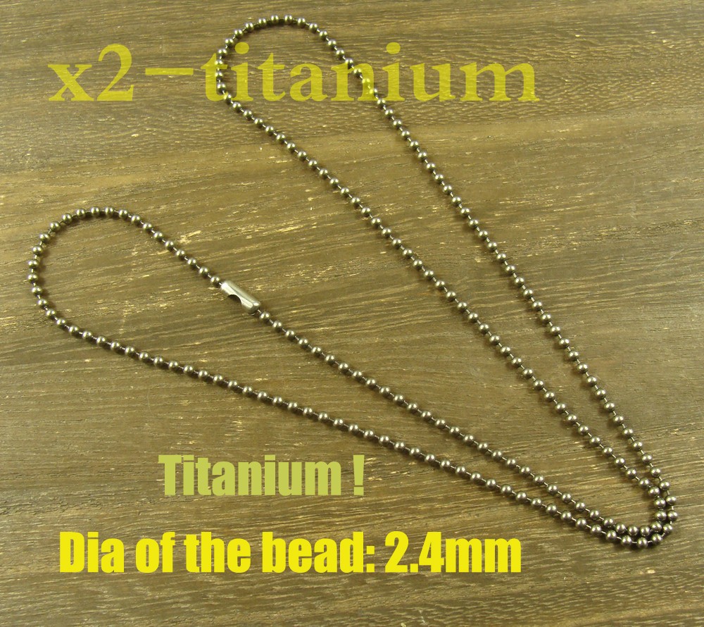 Pure Titanium 26 inch (66cm) ball bead chain 2.4mm necklace anti-allergy XH107A
