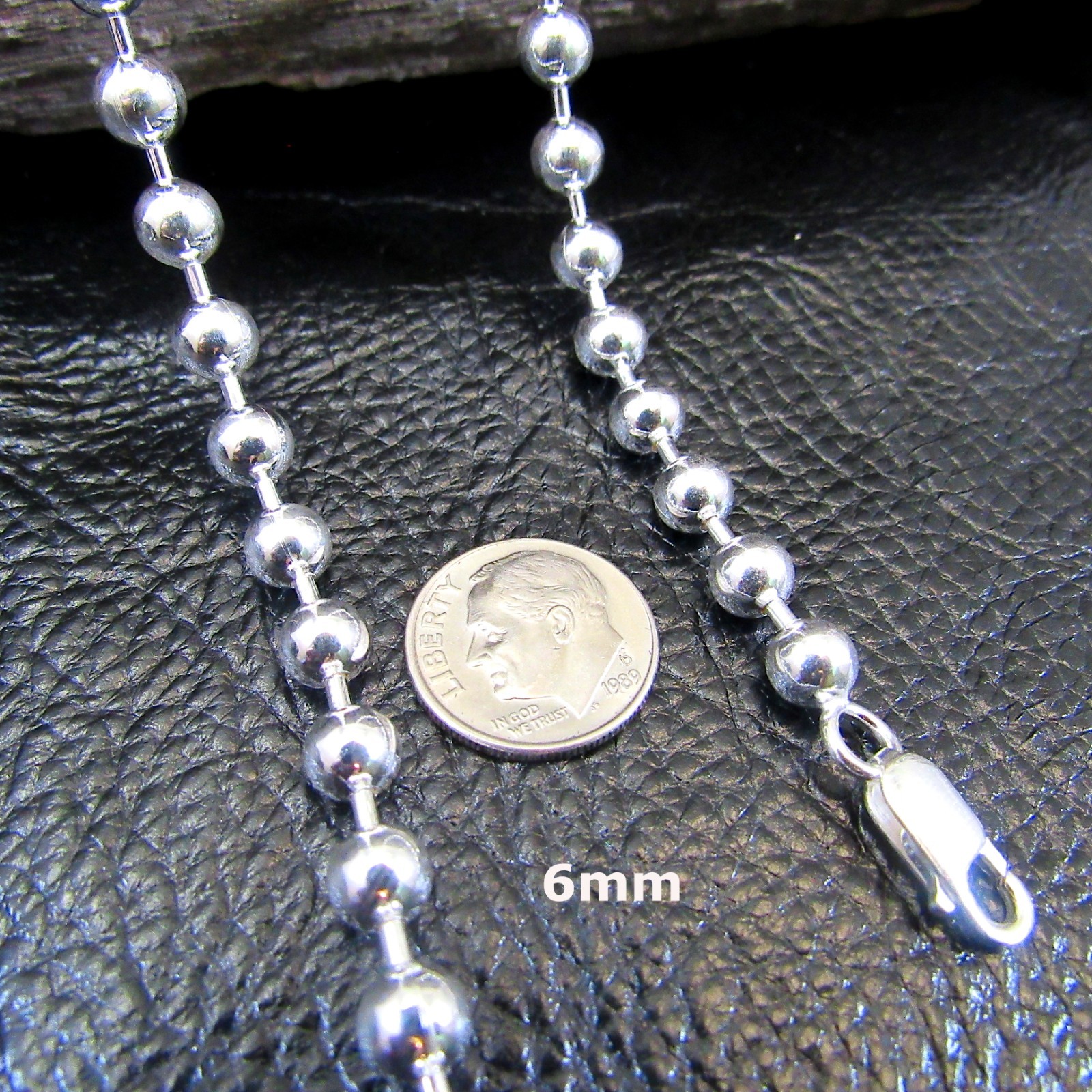Solid 925 Sterling Silver Italian BALL/BEAD Dogtag ID Chain Necklace 1.5MM – 6MM