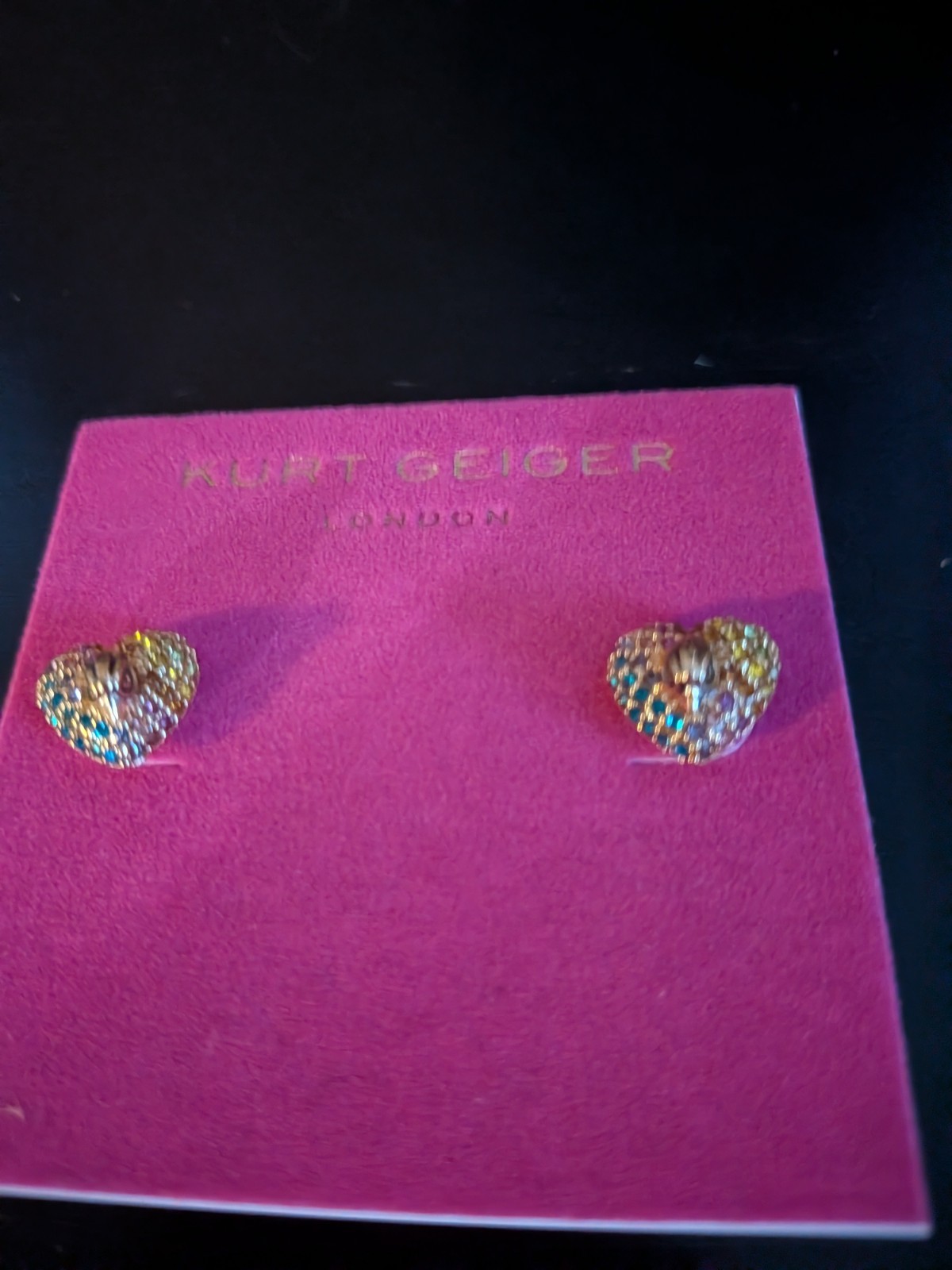 Kurt Geiger Rainbow 🌈 Heart Small Bird Post Earrings NEW W TAG Pretty!