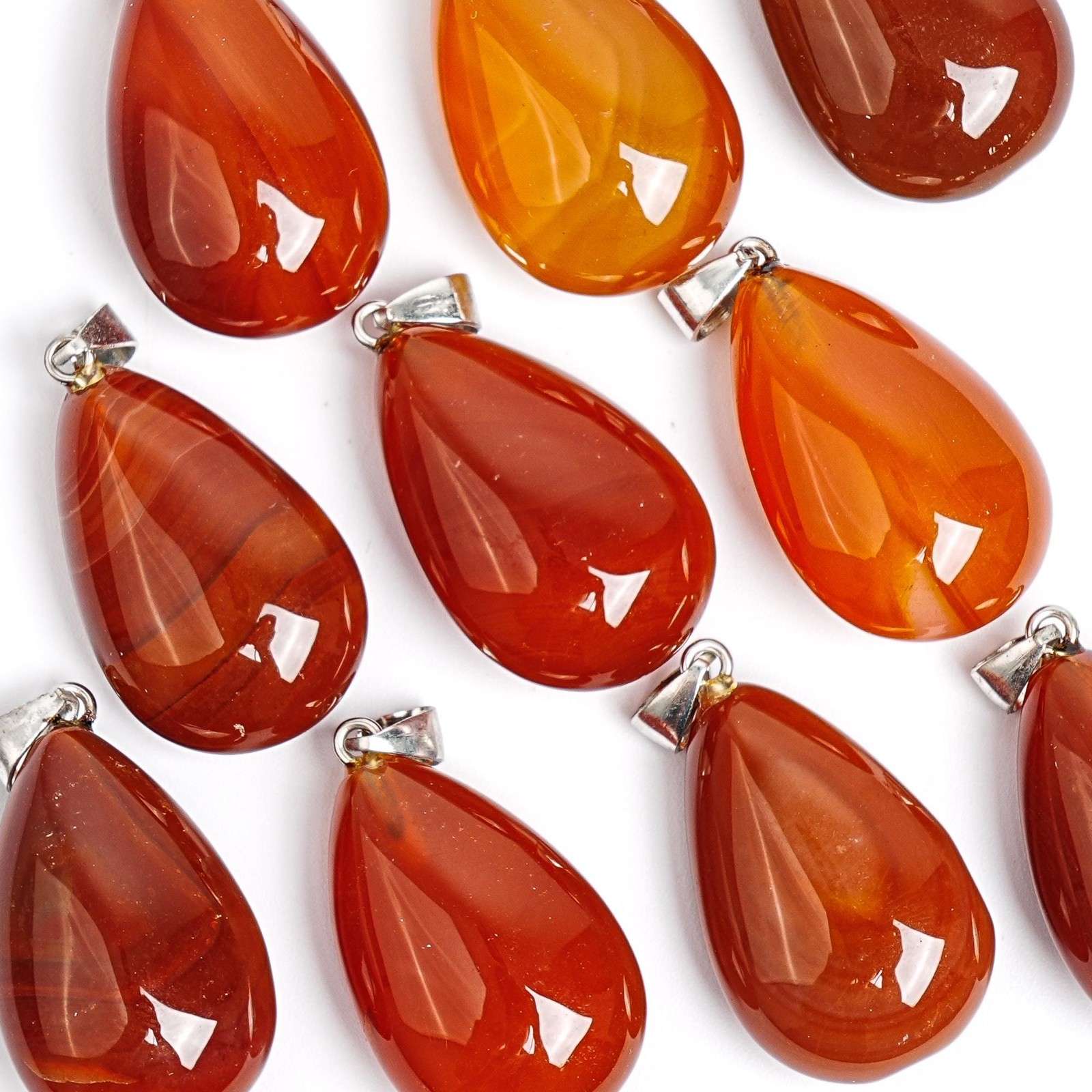 Natural Red Teardrop Carnelian Top Drilled Healing Gemstone Pendant