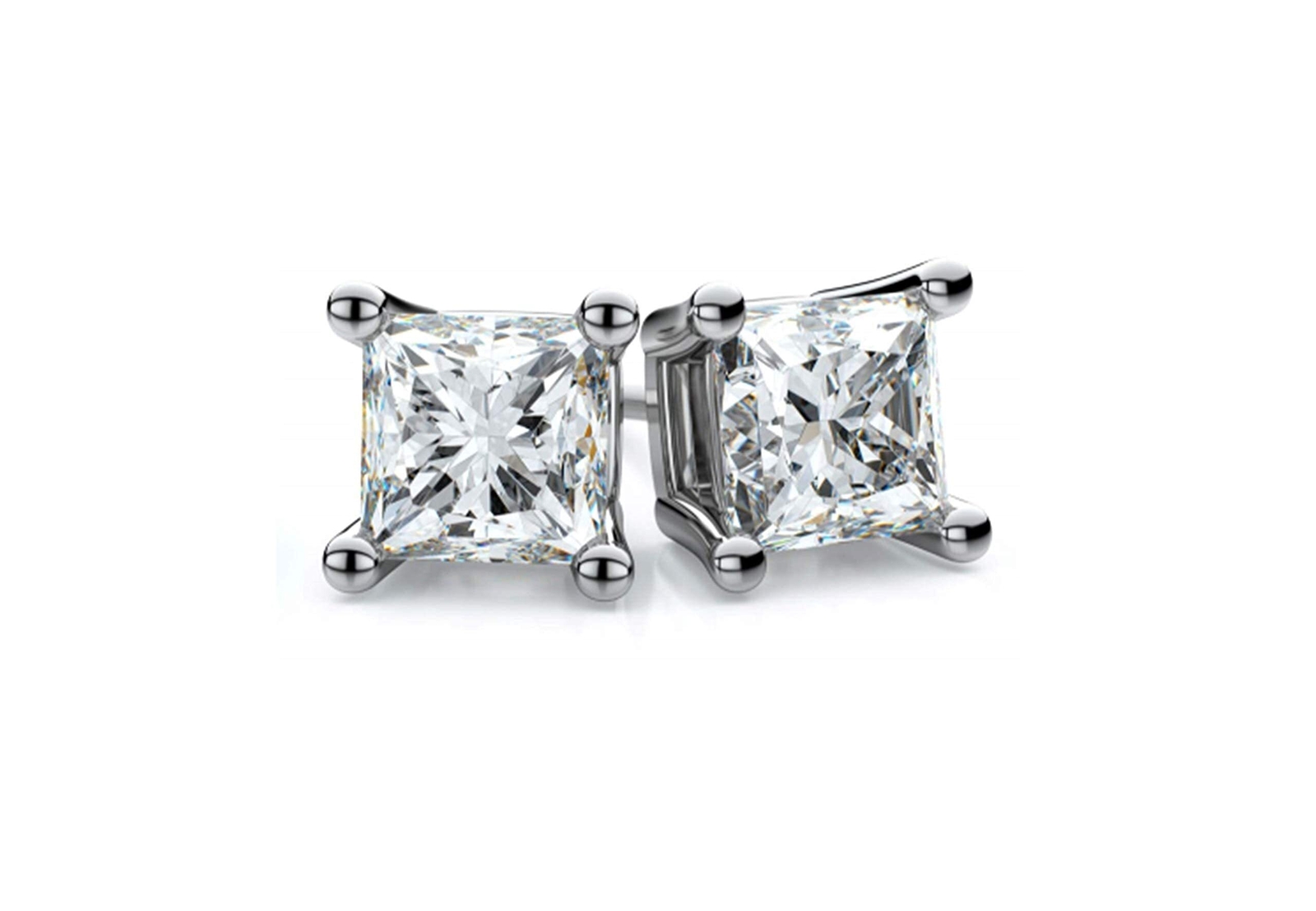 Platinum Plated Sterling Silver Friction Earrings – 0.25 Carat Lab Grown Diamond