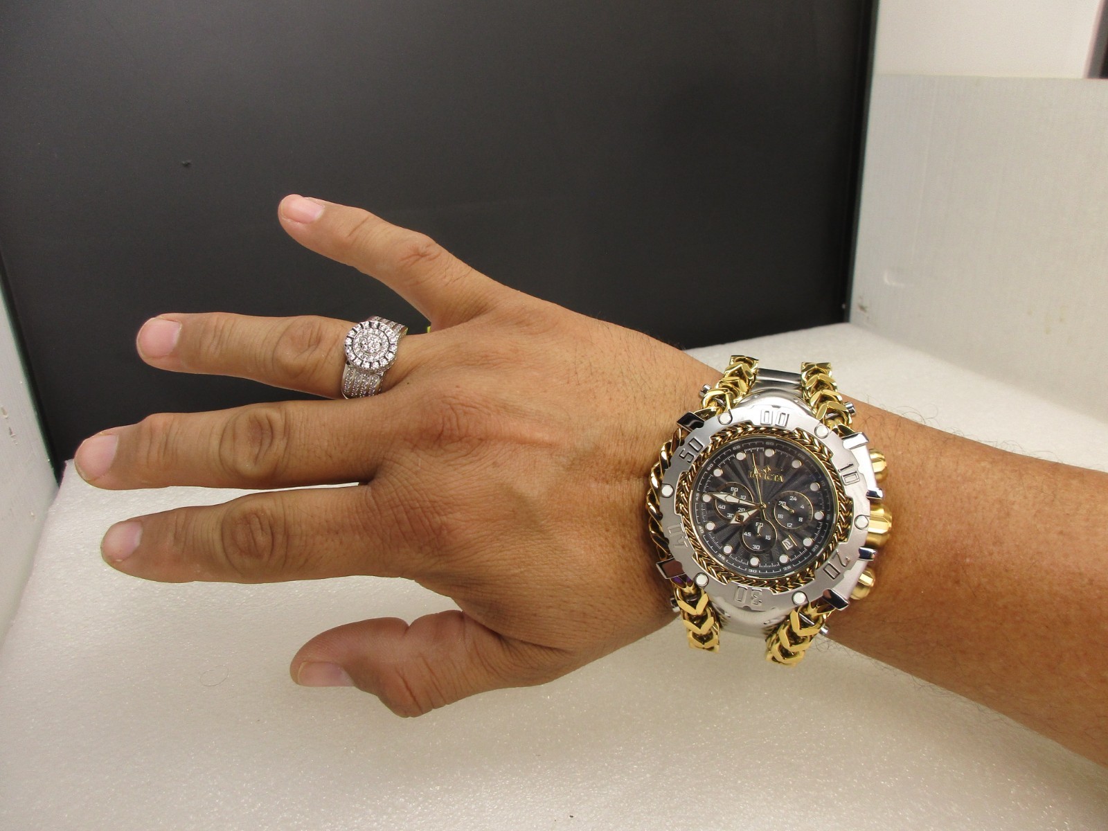 Invicta Gladiator Men’s Watch 58.3mm, Gold, Steel 48188, Silver Gold tone