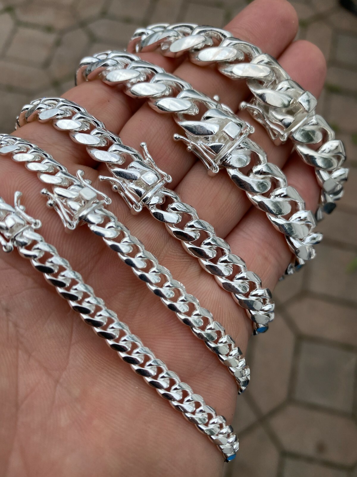 Real Solid 925 Sterling Silver Miami Cuban Chain Or Bracelet 5-14mm Box Clasp